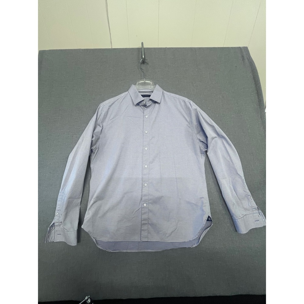 7Diamonds Abbey Road Fit Blue White Micro Pattern Button Down Shirt Mens XL
